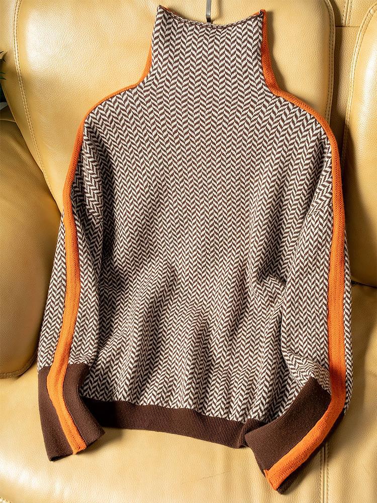 Vera™ | High-Neck Sweater with Contrasting Stripes