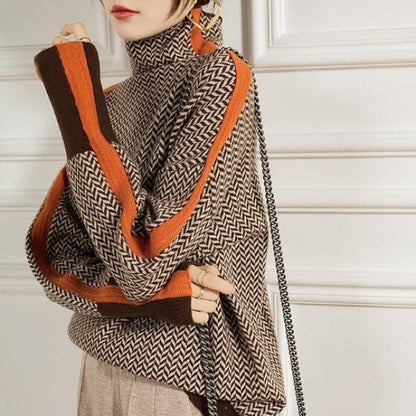 Vera™ | High-Neck Sweater with Contrasting Stripes
