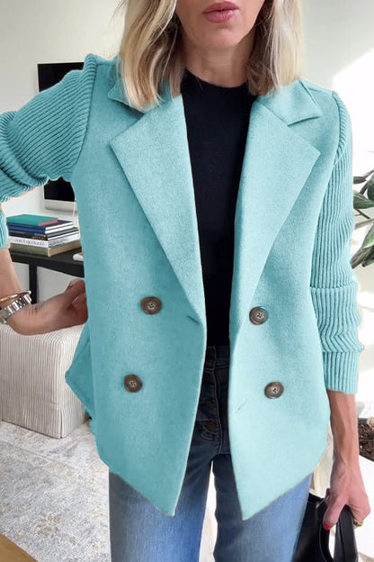 Amora - Elegant Knit-Sleeve Blazer