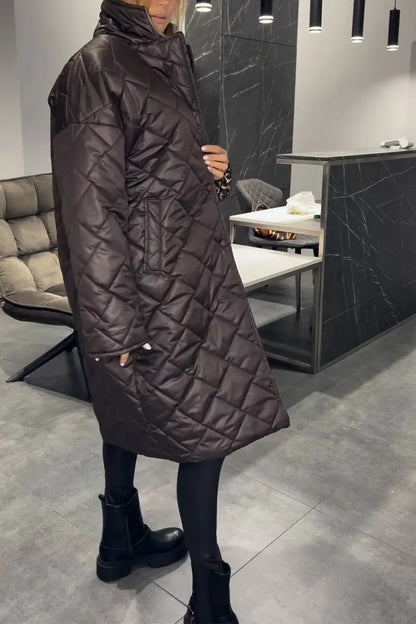 Ofira – Reversible Quilted Coat with Leopard Lining